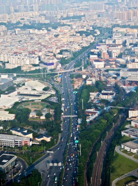 istock Aerial view of highway crossroads 693572932