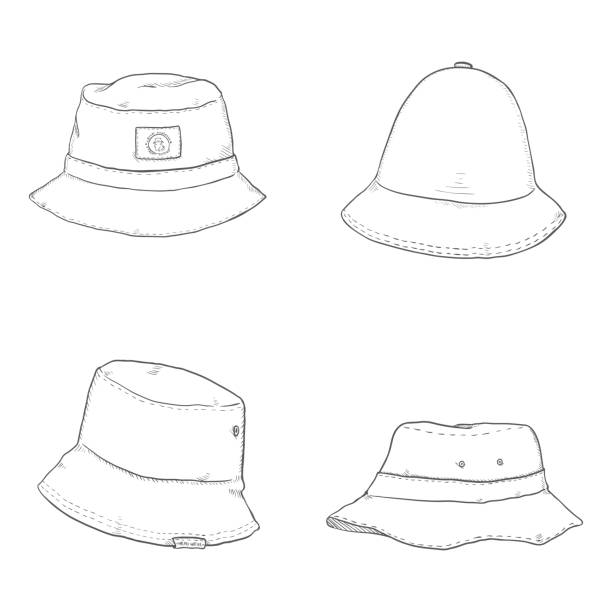 Vector Set of Bucket Hats Vector Set of Bucket Hats. Hip-hop Style Headwear. bucket hat stock illustrations