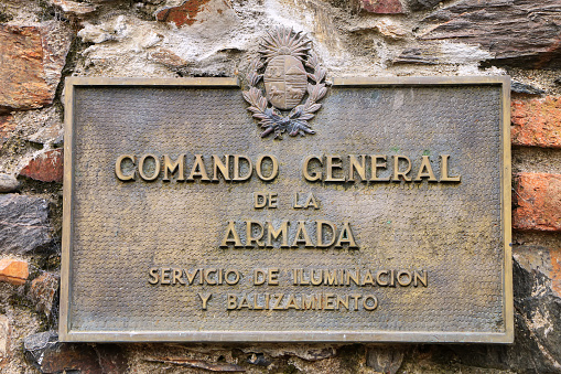Comando General de la Armada sign in Colonia del Sacramento, Uruguay. It is one of the oldest towns in Uruguay