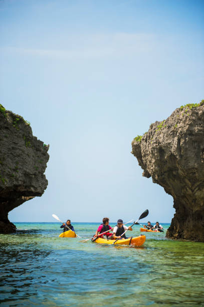 Friends playing at the beach in Okinawa