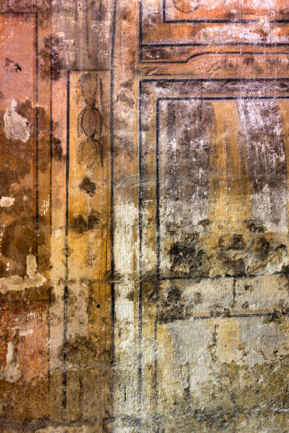 istock Old masonry with faded ancient painting, can be used as background 693585630