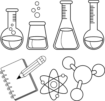Ilustración de Conjunto De Ciencias Y Química Blanco Y Negro Para Colorear  Página Del Libro y más Vectores Libres de Derechos de Ciencia - iStock