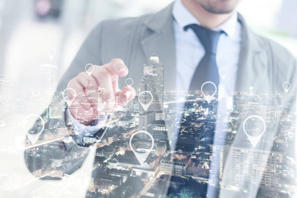 istock Asia businessman hand pushing business graph on touch screen interface 693605034