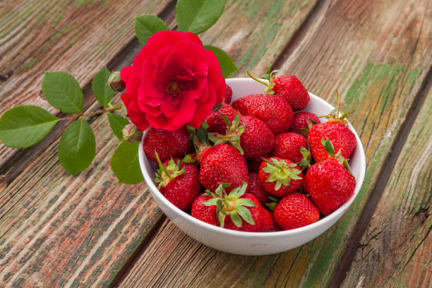 istock Fresh strawberry on wooden background,with copy space. 693605254