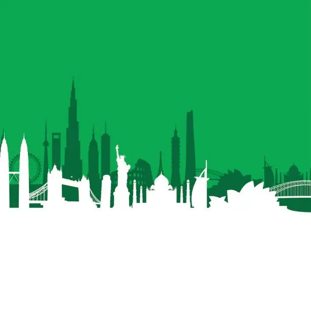 Vector illustration of green cityscape background