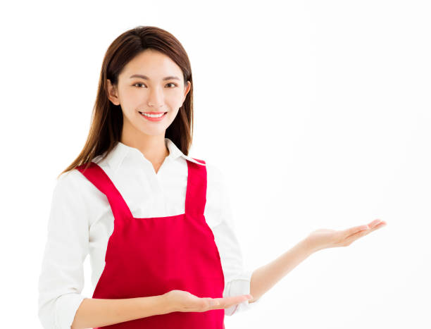 istock Young smiling woman  with showing  gesture 693620482
