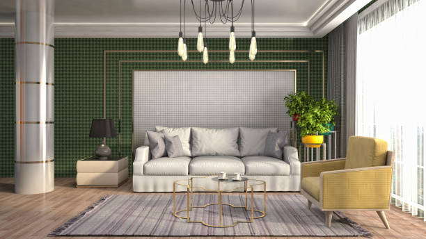 istock Interior living room. 3d illustration 693623030