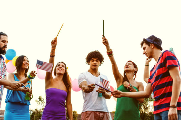 istock Friends celebrating Forth of July 693623458