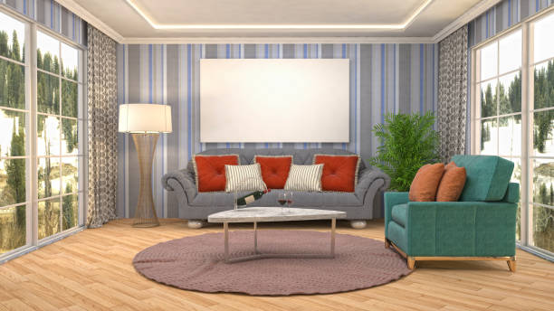 istock mock up poster frame in interior background. 3D Illustration 693623606