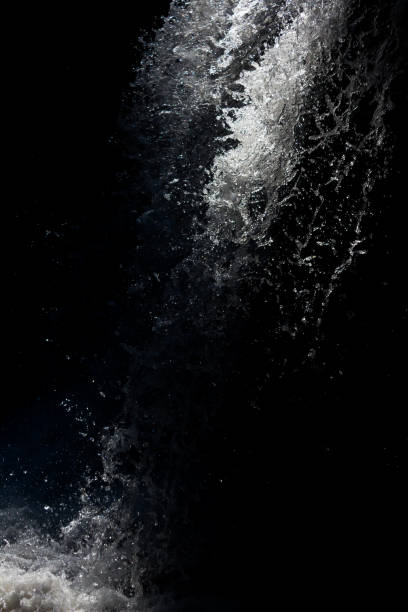 istock Waterfall stream. Black and white water spray 693624386