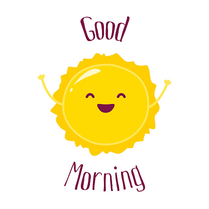 Funny Cartoon Sun Raises Hands Up And Smiles Good Morning Card Flat Style  Vector Illustration Stock Illustration - Download Image Now - iStock