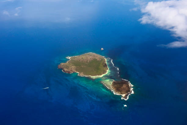 istock Aerial view of Mauritius with clouds 693634268