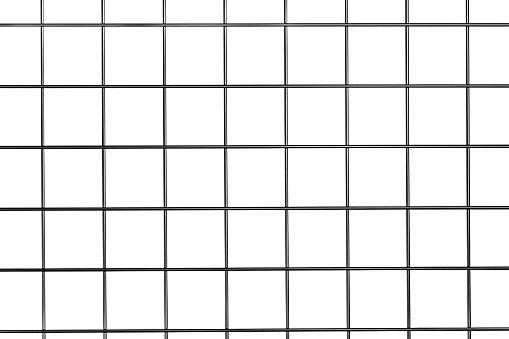 Steel metal grid isolated on white.