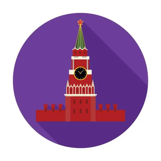 Vector illustration of Kremlin icon in flat style isolated on white background. Russian country symbol stock vector illustration.