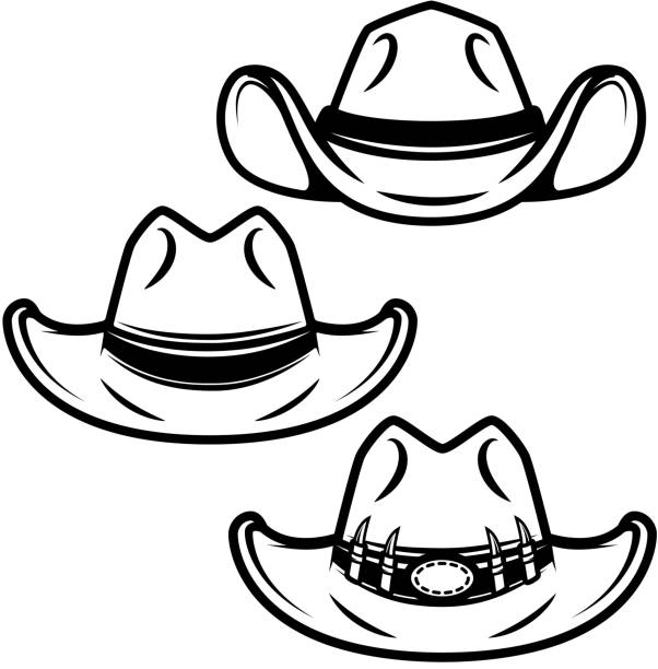 Set of cowboy hats isolated on white background. Design element for label, emblem, sign. Vector illustration Set of cowboy hats isolated on white background. Design element for label, emblem, sign. Vector illustration country fashion stock illustrations