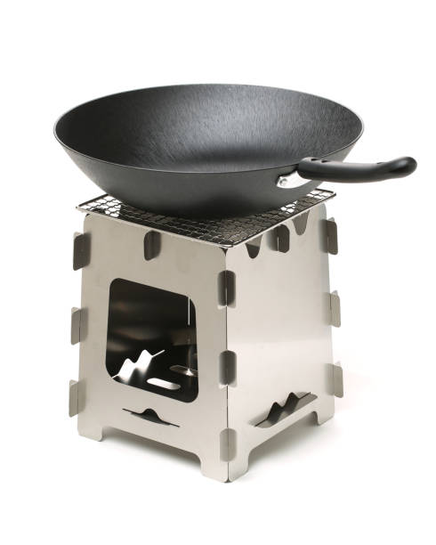 istock Portable stove and Wok  on white background 693641444