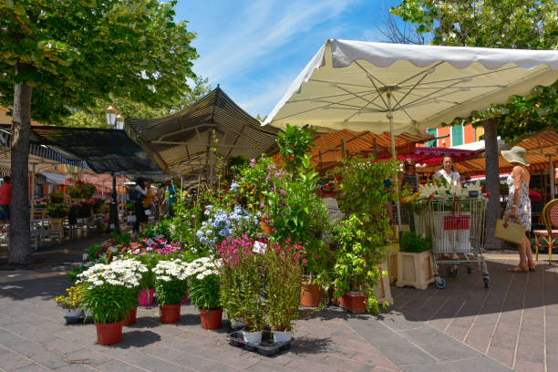 Nice: A view of the Marche aux Fleurs, the famous flower market held Tuesday through Sunday at the Cours Saleya, in the Old Town of Nice, France