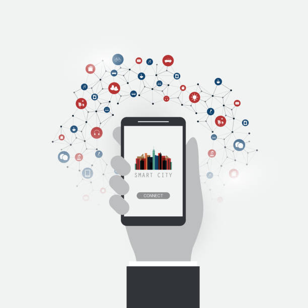 istock Smart City, Internet Of Things Design Concept With Icons 693644570