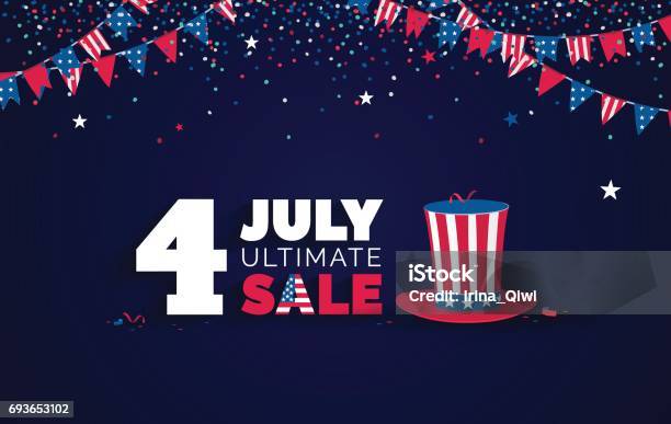 Usa Independence Day Sale Vector Illustration Stock Illustration - Download Image Now - Fourth of July, Sale, Cut Out