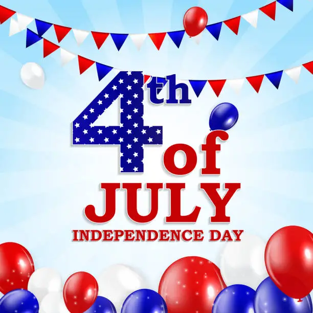 Vector illustration of Fourth of July, Independence day of the United States. Happy Bir