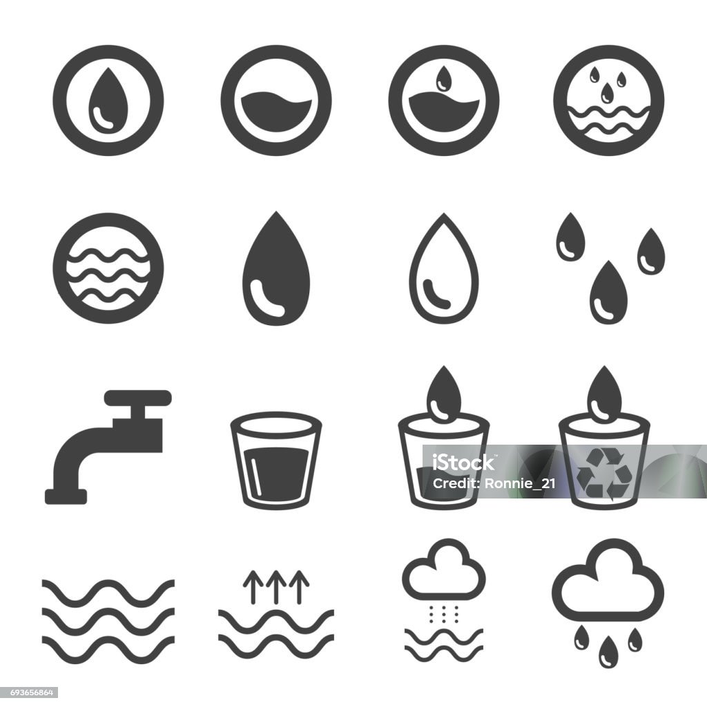 water icons set. vector illustration. nature design concept. Water stock vector