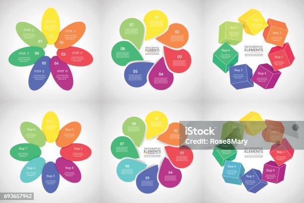 Vector Circle Infographics Set Stock Illustration - Download Image Now - 8-9 Years, Diagram, Infographic