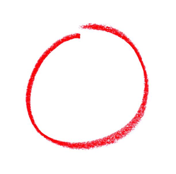 Isolated drawn red circle Red circle hand drawn with chalk on white background red circle stock pictures, royalty-free photos & images