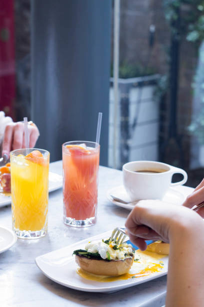 istock boozy breakfast at cosy restaurant on a crisp sleek white marble tabletop 693668730