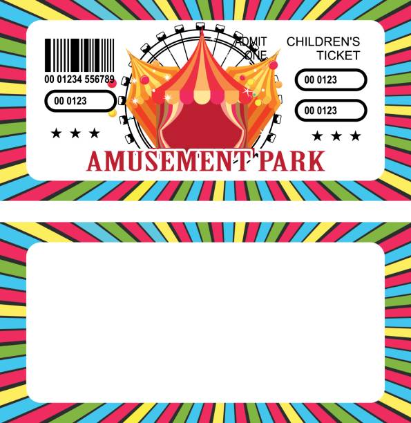 Ticket amusement park Ticket for the performance and event for the magical show carnival circus amusement park two sides second confusing without information number counter stock illustrations