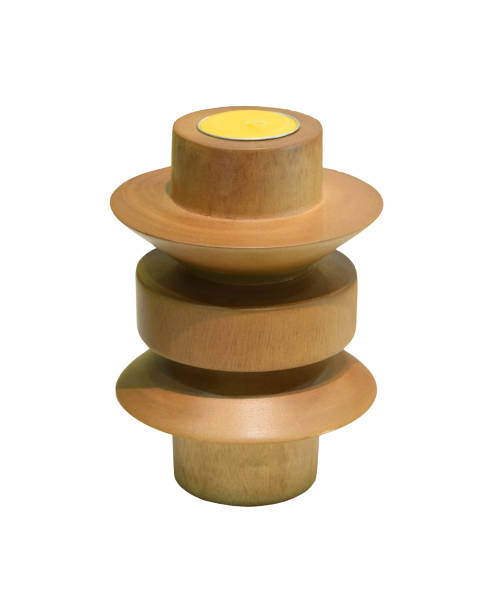 istock modern burning candle in wooden isolated on a white background. 693673588