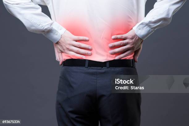 Back Pain Kidney Inflammation Ache In Mans Body Stock Photo - Download Image Now - Adult, Back, Backache