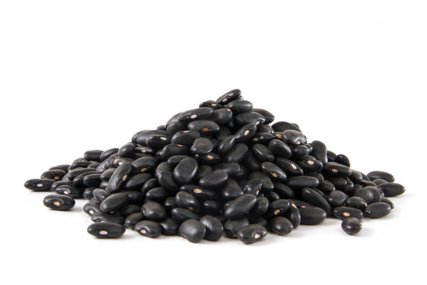 Black Beans on White Background stock photo