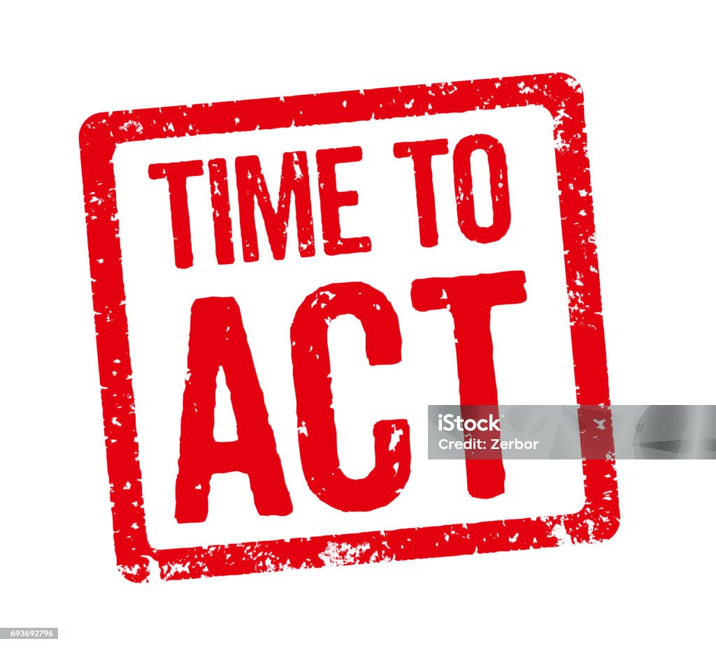 Red Stamp on a white background - Time to act Urgency Stock Photo