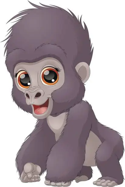 Vector illustration of Funny child a gorilla