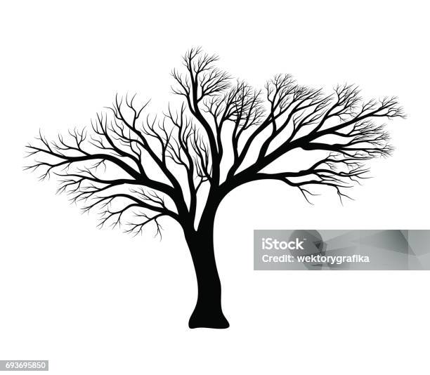 Bare Tree Silhouette Vector Symbol Icon Design Stock Illustration - Download Image Now - Tree, Branch - Plant Part, Bare Tree