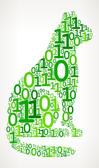 Cat Sitting Binary Code Zero One Vector Illustration Stock Illustration ...