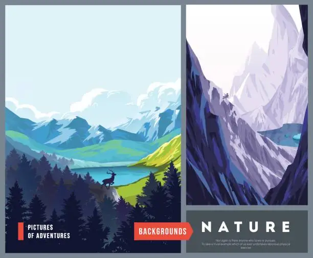 Vector illustration of Set of nature landscape backgrounds