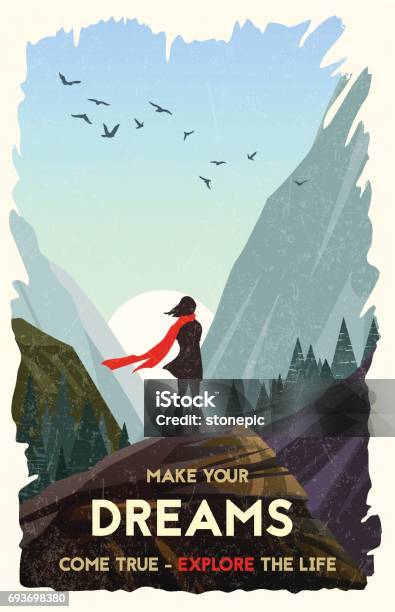 Inspirational Poster Stock Illustration - Download Image Now - Adventure, Illustration, Travel