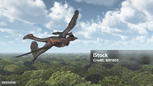 Dinosaur Microraptor Stock Photo - Download Image Now - Dinosaur, Animal, Animal Wildlife