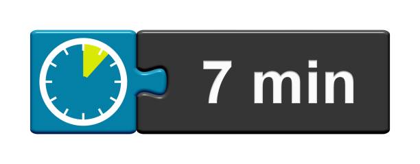 puzzle-taste blau grau: 7 minuten - clock number 7 clock face watch stock-fotos und bilder