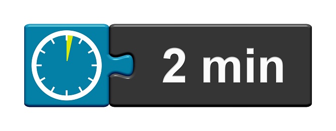 Puzzle Button blue grey with Stopwatch Icon showing 2 Minutes
