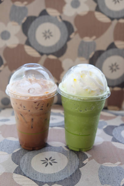 istock Ice frappe matcha and ice chocolate with whipped cream 693748884