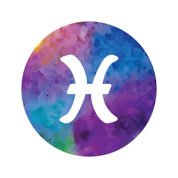 Sign of the zodiac Pisces Sign of the zodiac Pisces on watercolor background. Free Hand drawing. Vector illustration. earth air fire water signs stock illustrations