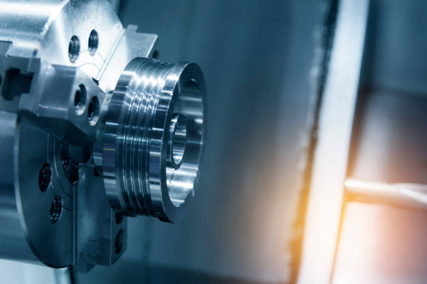 istock Abstract scene of CNC lath machine (Turning machine) 693755560