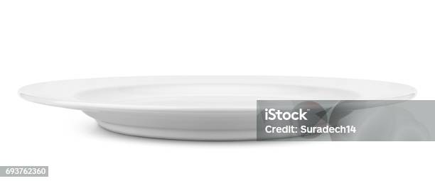 Simple White Circular Plate Stock Photo - Download Image Now - Front View, Plate, Ceramics