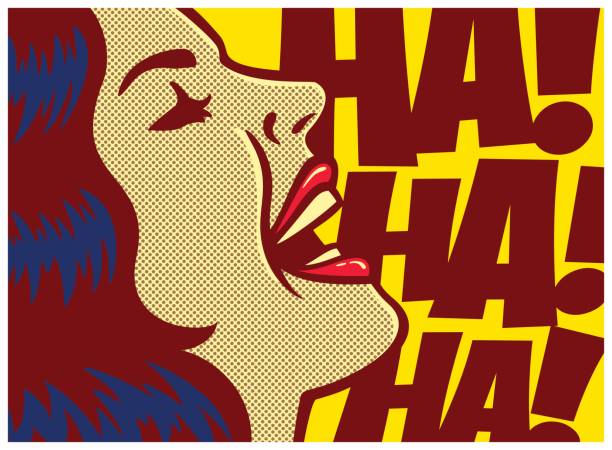 Pop art comic book panel woman laughing out loud vector illustration Pop art style comics panel woman laughing out loud vector illustration laughing stock illustrations