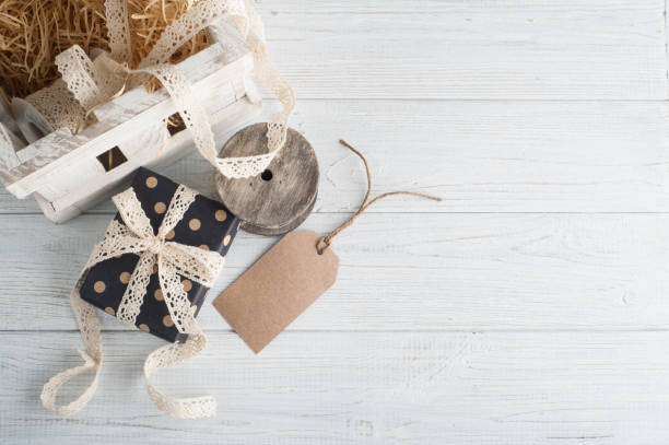 istock Laces in the wooden box, gift 693801606