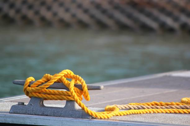 istock yellow rope tied to a moor 693816440