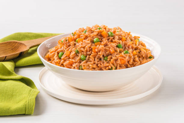 Mexican red rice plate stock photo