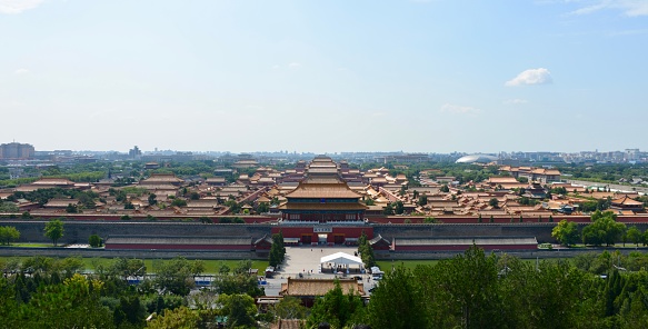 View of Lingyan Temple, located in the center of Huxin Island in Yungang Grottoes Scenic Area, Datong City.